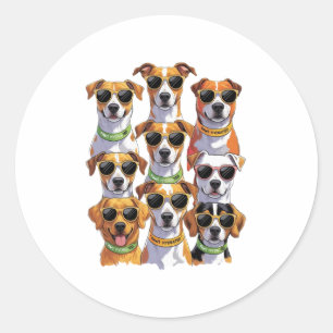 Hunde in Sonnenbrillen Paws Hydriert Runder Aufkleber