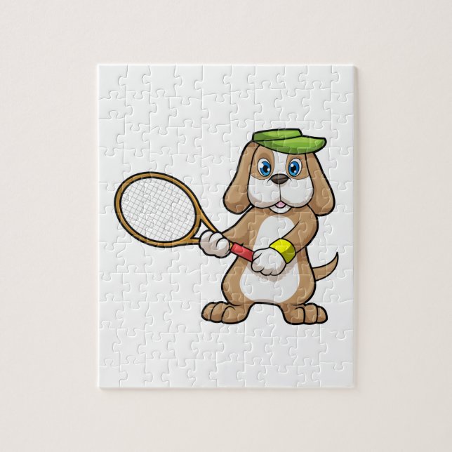 Hunde in Tennis mit Tennisschläger & Cap (Vertikal)