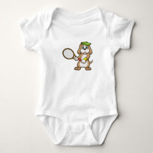 Hunde in Tennis mit Tennisschläger & Cap Baby Strampler