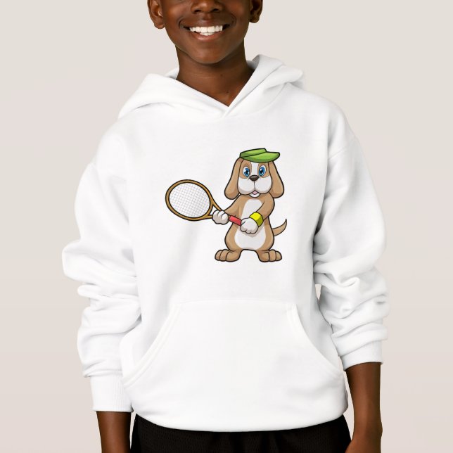 Hunde in Tennis mit Tennisschläger & Cap Hoodie (Vorderseite)
