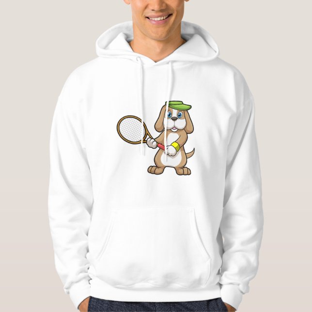 Hunde in Tennis mit Tennisschläger & Cap Hoodie (Vorderseite)