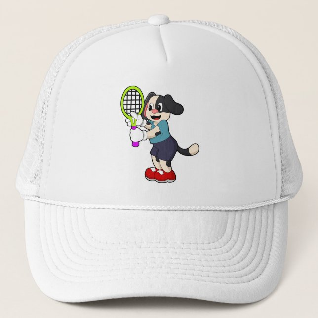 Hunde in Tennis mit Tennisschläger Truckerkappe (Vorderseite)