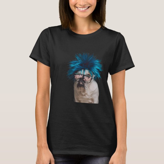 Hunde in Wigs Rock T-Shirt (Vorderseite)
