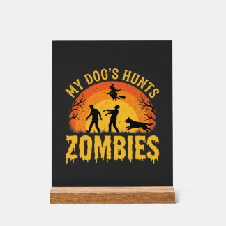 Hunde jagt Zombies Halloween-Design Acrylschild
