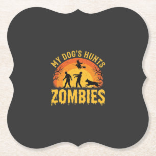 Hunde jagt Zombies Halloween-Design Untersetzer