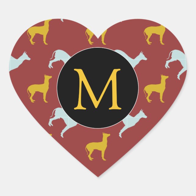 Hunde Jahr Zodiac Birthday Monogram Herz S Herz-Aufkleber (Vorderseite)
