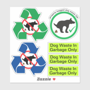 Hunde Kackend Set Aufkleber Recycelte Gard Abfälle