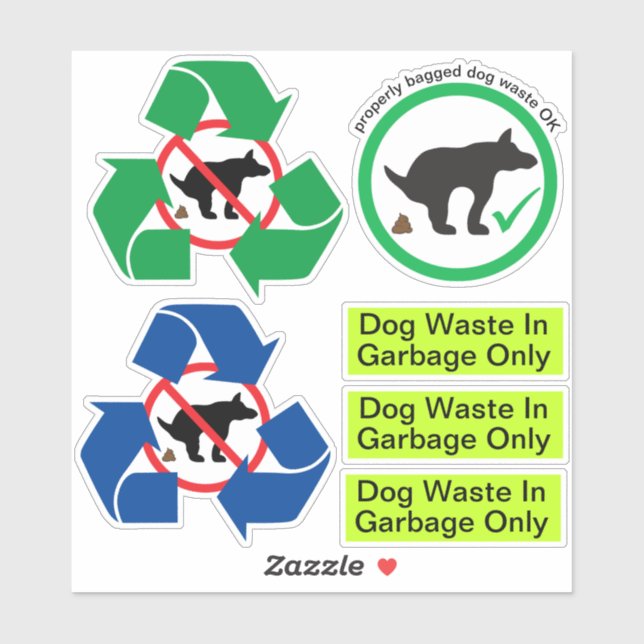 Hunde Kackend Set Aufkleber Recycelte Gard Abfälle (Blatt)