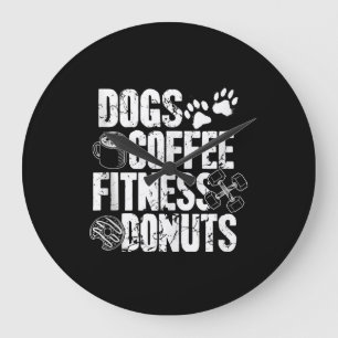 Hunde Kaffee Ness Donuts Gym Feinschmecker Workout Große Wanduhr