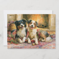 Hunde Kamin Weihnachten