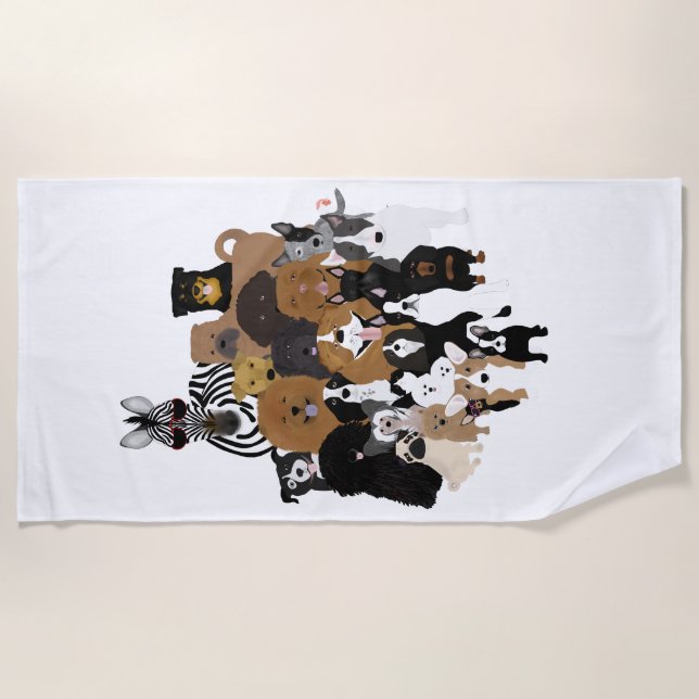 Hunde, Katze, Huhn, Zebra Beach Handtuch (Vorderseite)