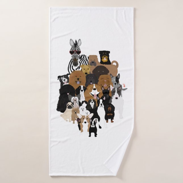 Hunde, Katze, Huhn, Zebra Set (Badehandtuch)