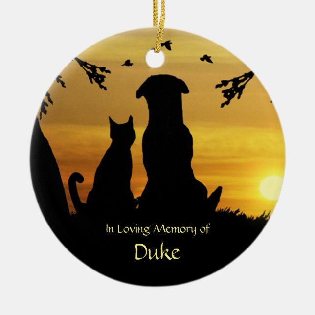 Hunde Katze Memorial Individuelle Name Spirituelle Keramik Ornament (Vorne)