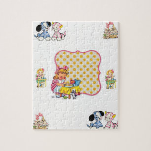 Hunde Katze Vintage Puzzle