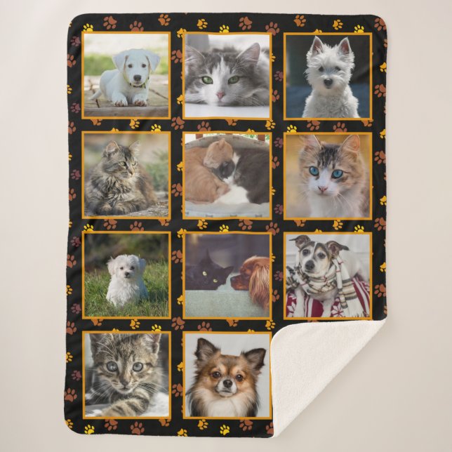Hunde Katzen Autumn Paw druckt benutzerdefinierte  Sherpadecke (Vorderseite)
