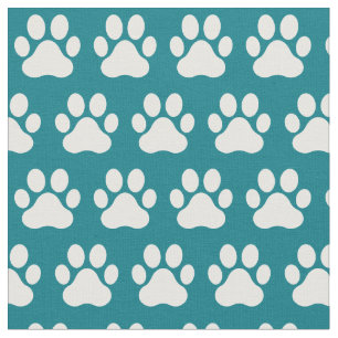 Hunde Katzen Drucke Aquamarin weiß Stoff