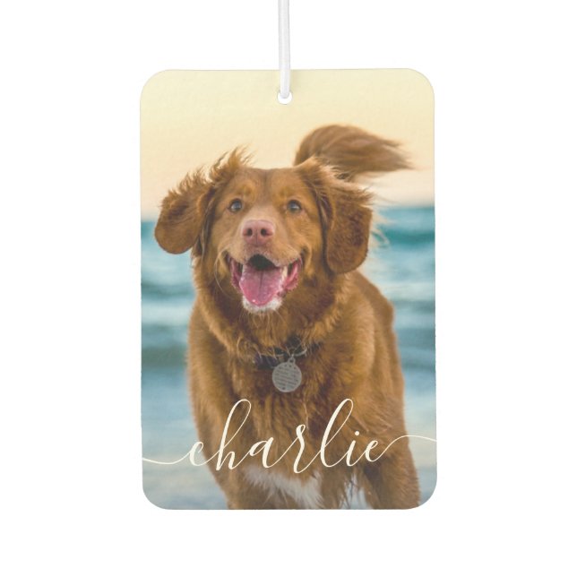 Hunde Katzen Foto und Name Text Autolufterfrischer (Vorderseite)