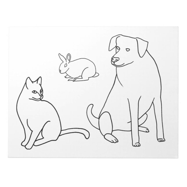 Hunde Katzen-Kaninchen-Farbblätter auf den Notepad Notizblock (Vorderseite)