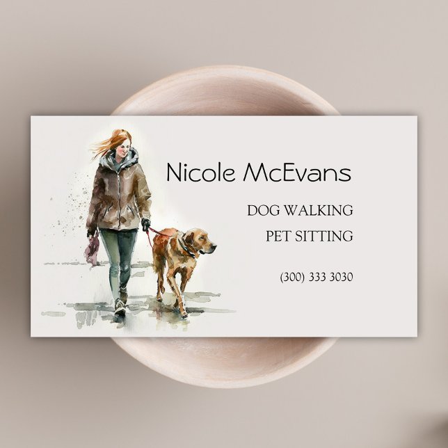 Hunde Katzen Pflegedienste Hundewalker Visitenkarte (Dog & Cat Pet Care Services Business Card)