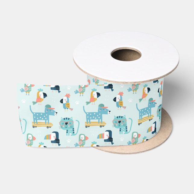 Hunde Katzen und Vögel Satinband (Spule)