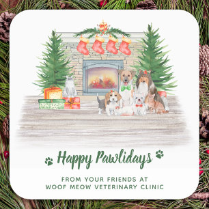 Hunde Katzen Welpen Kätzchen Happy Pawlidays Weih Quadratischer Aufkleber