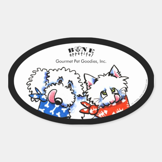 Hunde Katzenjammer Appetit! Pet Gourmet Personalis Ovaler Aufkleber (Vorderseite)