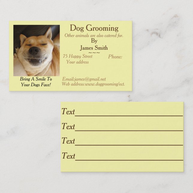 Hunde-Kindermädchenpflege Visitenkarte (Vorne/Hinten)