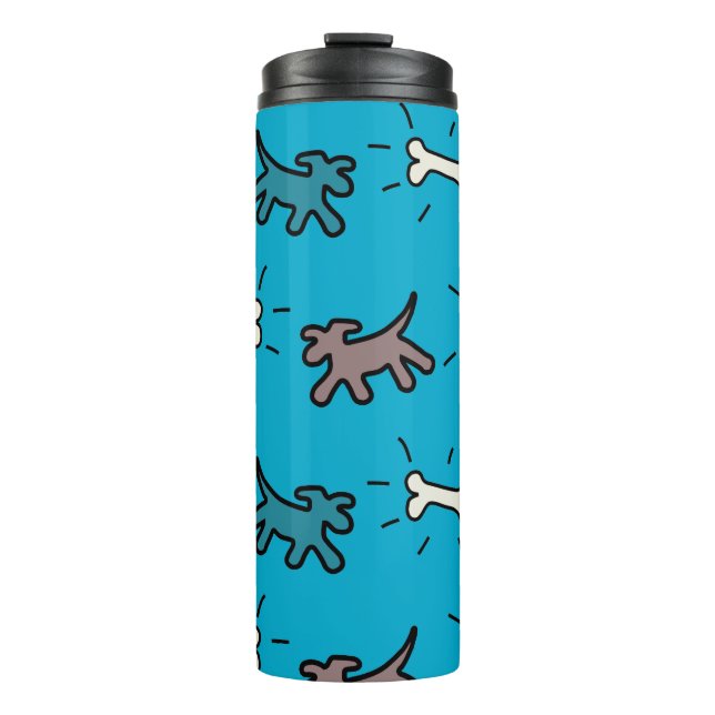 Hunde Knochen Graffiti Style Blue Thermal Trumbler Thermosbecher (Vorderseite)