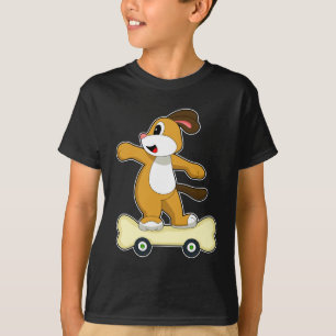 Hunde Knochen Skater Skateboard T-Shirt