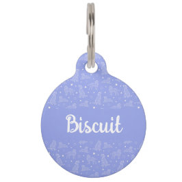 Hunde-Konstellation Hellblaues Muster Monogramm Haustiermarke