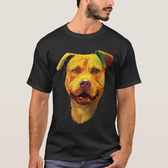Hunde Kopf farbiger Pitbull Mama Vater Kid Pit Bul T-Shirt (Vorderseite)
