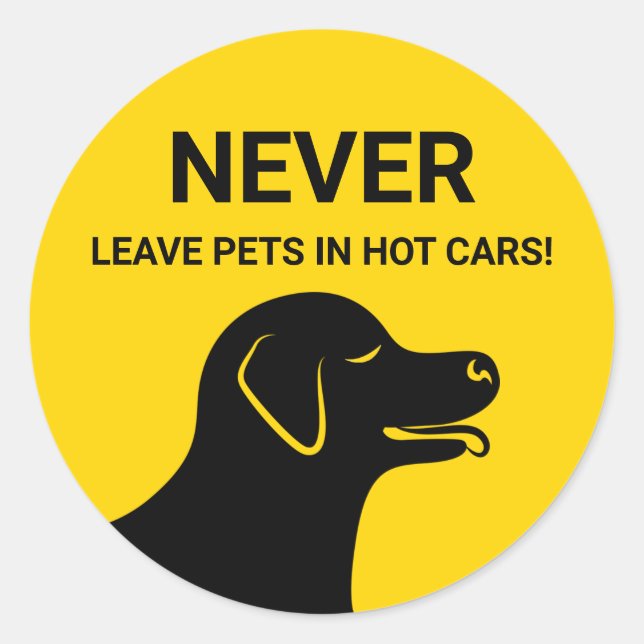 Hunde Kopf - Verlass nie in heißen Autos gelb Runder Aufkleber (Vorderseite)
