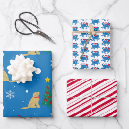 Hunde Krebse Weihnachtsbaum Geschenk Wrap Set von Geschenkpapier Set