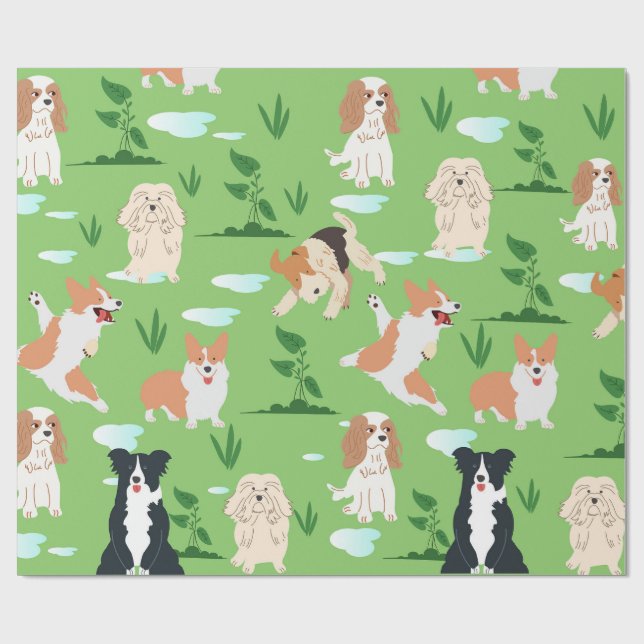 Hunde Kritzeleien Geschenkpapier (Flach)