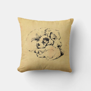Hunde Kudlykepillow, Beige Orange Texture Look Kissen