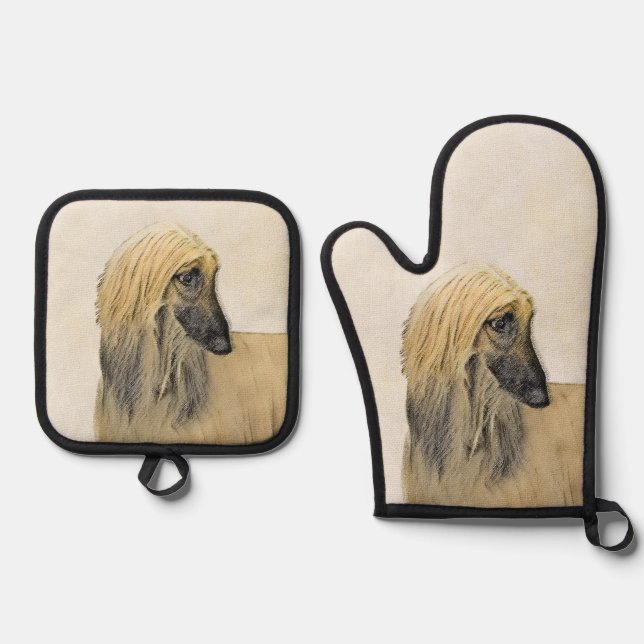 Hunde Kunst Ofenhandschuh & Topflappen-Set (Vorderseite)