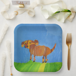 Hunde "Kunst von Kindern" Pappteller