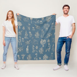 Hunde Lady Toile de Jouy Dark Türkise Fleecedecke