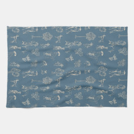 Hunde Lady Toile de Jouy Dark Türkise Geschirrtuch