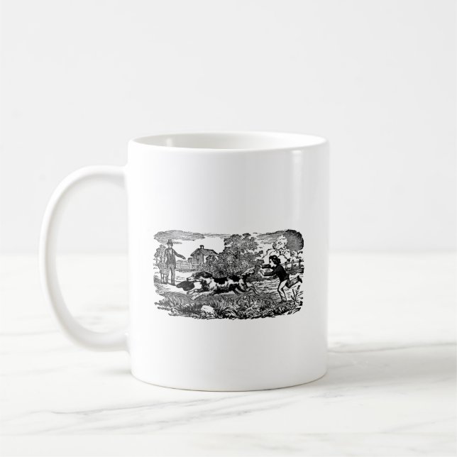 Hunde laufen antike Haustierkunst viktorianische A Kaffeetasse (Links)