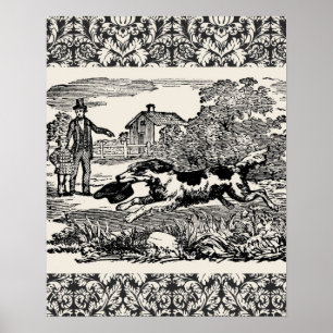 Hunde laufen antike Haustierkunst viktorianische A Poster