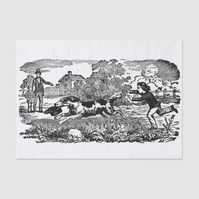 Hunde laufen antike Haustierkunst viktorianische A Seidenpapier (Vorderseite)