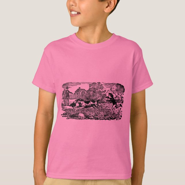 Hunde laufen antike Haustierkunst viktorianische A T-Shirt (Vorderseite)