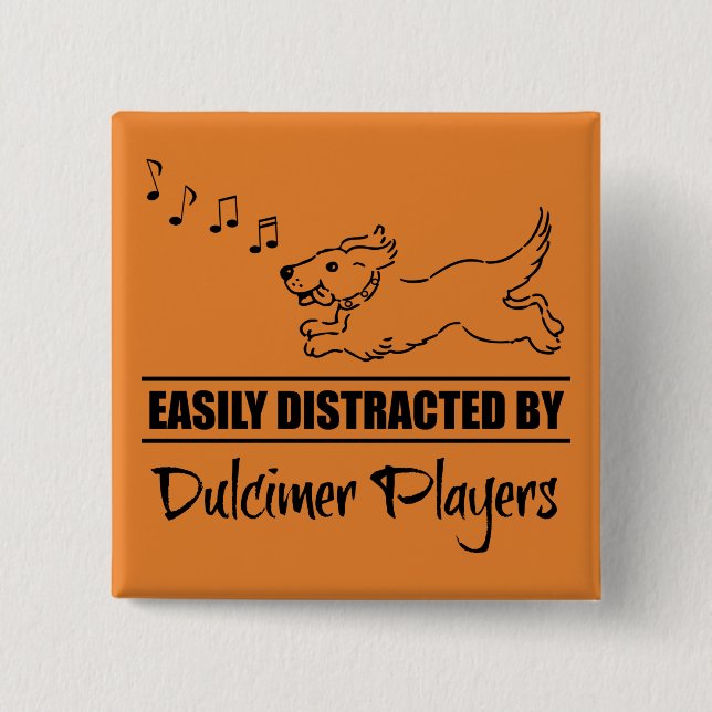 Hunde laufen leicht von Dulcimer-Spielern abgelenk Button (Vorderseite)