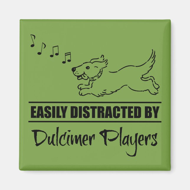 Hunde laufen leicht von Dulcimer-Spielern abgelenk Magnet (Vorne)