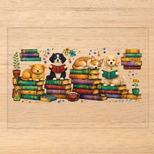 Hunde lesen Bücher Cozy Library Szene Acryleinladungen