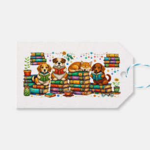 Hunde lesen Bücher Cozy Library Szene Geschenkanhänger