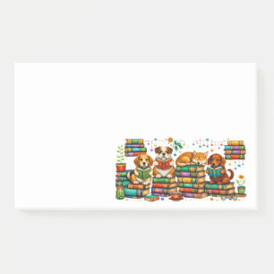 Hunde lesen Bücher Cozy Library Szene Post-it Klebezettel