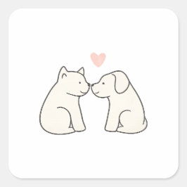 Hunde-Liebe-Aufkleber Quadratischer Aufkleber