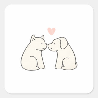 Hunde-Liebe-Aufkleber Quadratischer Aufkleber